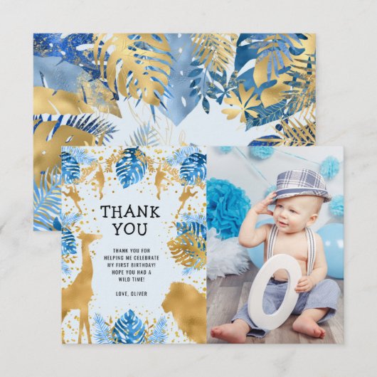 Carte de remerciement pour 1er anniversaire Photo (Devant / Derrière)