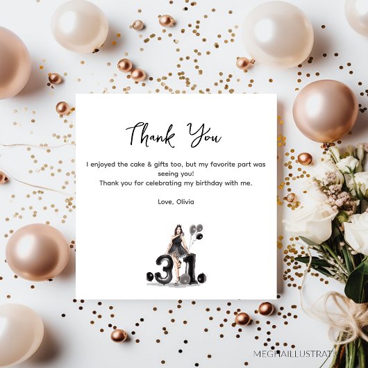 carte de remerciement pour 31 ans