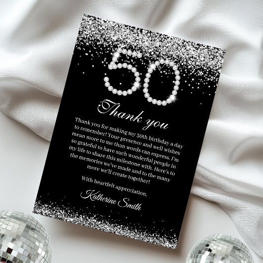 Carte de remerciement pour 50e anniversaire Elegan