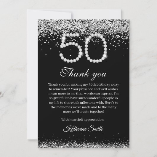 Carte de remerciement pour 50e anniversaire Elegan (Devant)