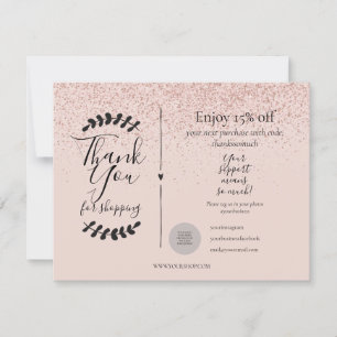 Carte de Remerciement pour Achat en Or Rose