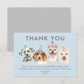 Carte de remerciement pour anniversaire de chien (Devant / Derrière)