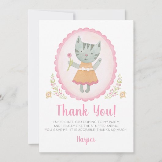 Carte de remerciement pour anniversaire de fille (Devant)