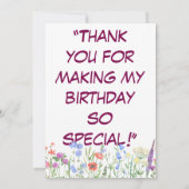 Carte de remerciement pour anniversaire d'enfant | (Dos)