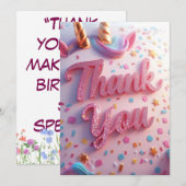 Carte de remerciement pour anniversaire d'enfant | (Devant / Derrière)