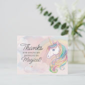 Carte de remerciement pour anniversaire licorne (Debout devant)