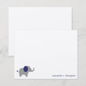 Carte de remerciement pour Baby Shower à l'éléphan (Devant / Derrière)