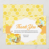 Carte de remerciement pour Baby Shower Abeille (Devant / Derrière)