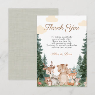 Carte de remerciement pour Baby Shower Animaux de
