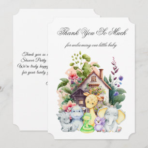 Carte de Remerciement pour Baby Shower Animaux Mig