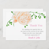 Carte de remerciement pour baby shower aquarelle f (Devant / Derrière)