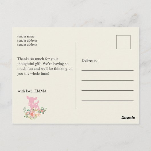 carte de remerciement pour baby shower avec bébé c (Dos)