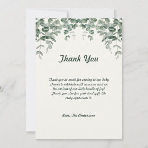Carte de remerciement pour Baby Shower avec feuill