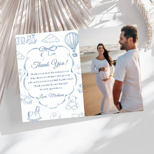 Carte de remerciement pour baby shower avec ruban 