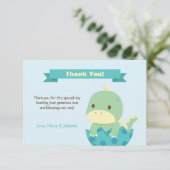 Carte de remerciement pour Baby Shower avec un din (Debout devant)