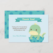 Carte de remerciement pour Baby Shower avec un din (Devant / Derrière)