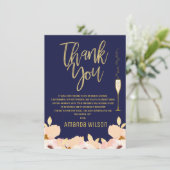 Carte de Remerciement pour Baby Shower Bleu Or (Debout devant)