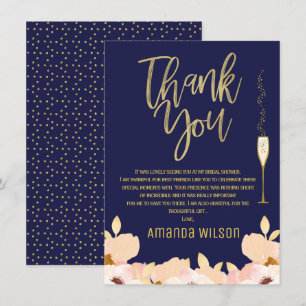 Carte de Remerciement pour Baby Shower Bleu Or