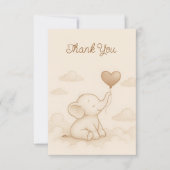 Carte de remerciement pour Baby Shower Éléphant Bé (Devant)