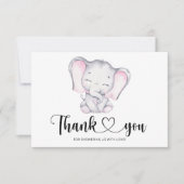 Carte de remerciement pour baby shower éléphant ro (Devant)