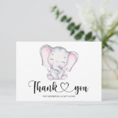 Carte de remerciement pour baby shower éléphant ro (Debout devant)