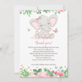Carte de remerciement pour Baby Shower Éléphant Ro (Devant)