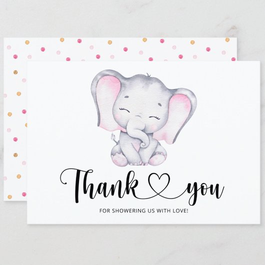 Carte de remerciement pour baby shower éléphant ro