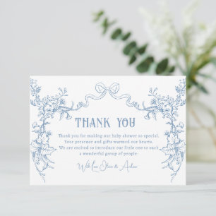 Carte de remerciement pour Baby Shower en toile de