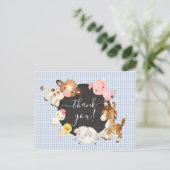 Carte de remerciement pour Baby Shower Ferme Anima (Debout devant)