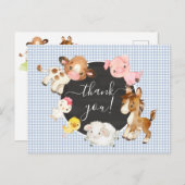 Carte de remerciement pour Baby Shower Ferme Anima (Devant / Derrière)