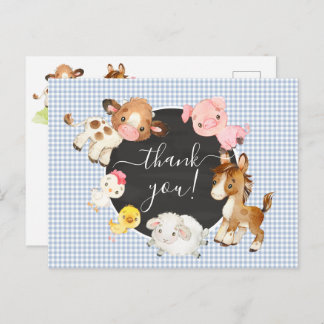 Carte de remerciement pour Baby Shower Ferme Anima