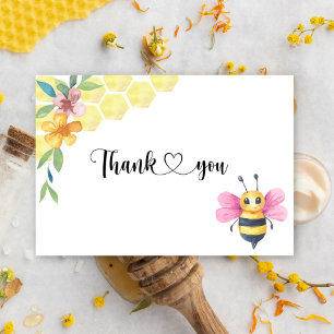 Carte de remerciement pour baby shower fille abeil