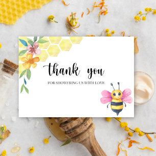 Carte de remerciement pour baby shower fille abeil