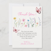 Carte de remerciement pour Baby Shower Fille Fleur (Devant)