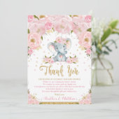Carte de remerciement pour Baby Shower Fille Fleur (Debout devant)
