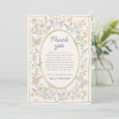 Carte de remerciement pour Baby Shower floral (Debout devant)
