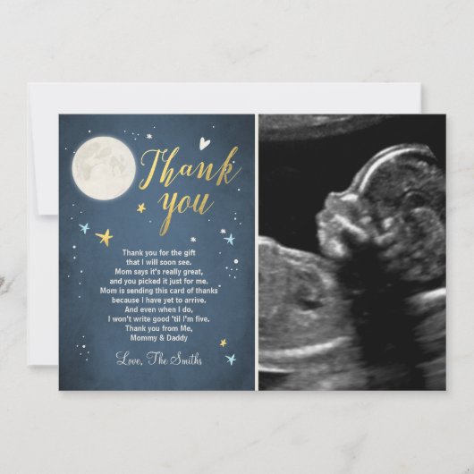 Carte de Remerciement pour Baby Shower Je T'aime J (Devant)