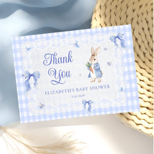 Carte de remerciement pour Baby Shower Lapin Gingh