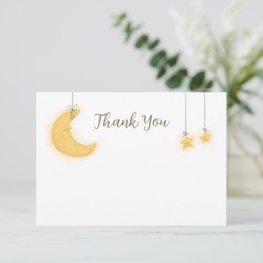 Carte de remerciement pour Baby Shower Moon Stars (Debout devant)