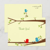 Carte de remerciement pour Baby Shower Oiseaux ave (Devant / Derrière)