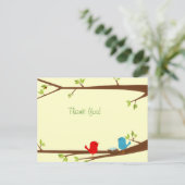 Carte de remerciement pour Baby Shower Oiseaux ave (Debout devant)