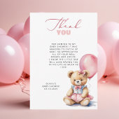 Carte de remerciement pour Baby Shower Ours Ballon