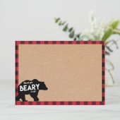 carte de remerciement pour baby shower ours bûcher (Debout devant)