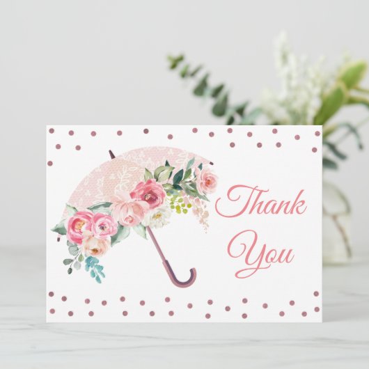 Carte de remerciement pour Baby Shower Parapluie R (Debout devant)