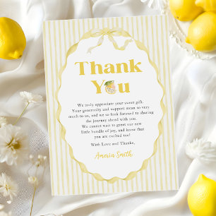 Carte de remerciement pour baby shower rayures de