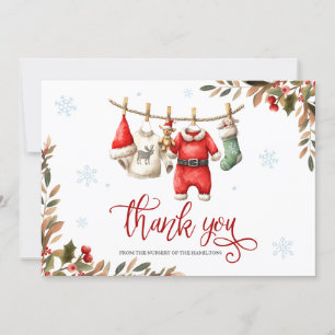 Carte de remerciement pour Baby Shower Santa Baby