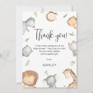 Carte de remerciement pour Baby Shower sur le thèm