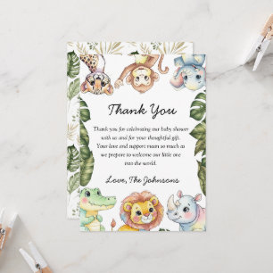 Carte de remerciement pour Baby Shower sur les Ani