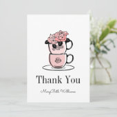 Carte de remerciement pour Baby Shower Tea Teacup  (Debout devant)