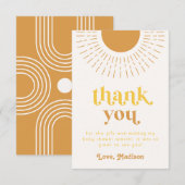 Carte de remerciement pour Baby Shower Thème Solei (Devant / Derrière)